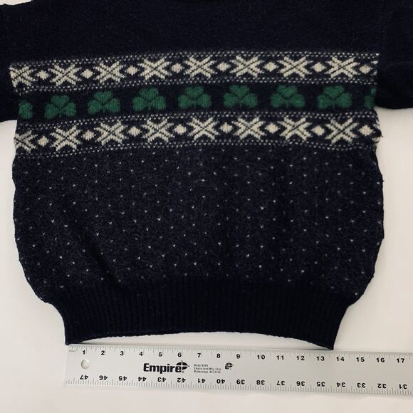 Blarney Castle Designs Sweater XL Knit Irish Wool Four Leaf Clover Lucky Ireland - Picture 5 of 11
